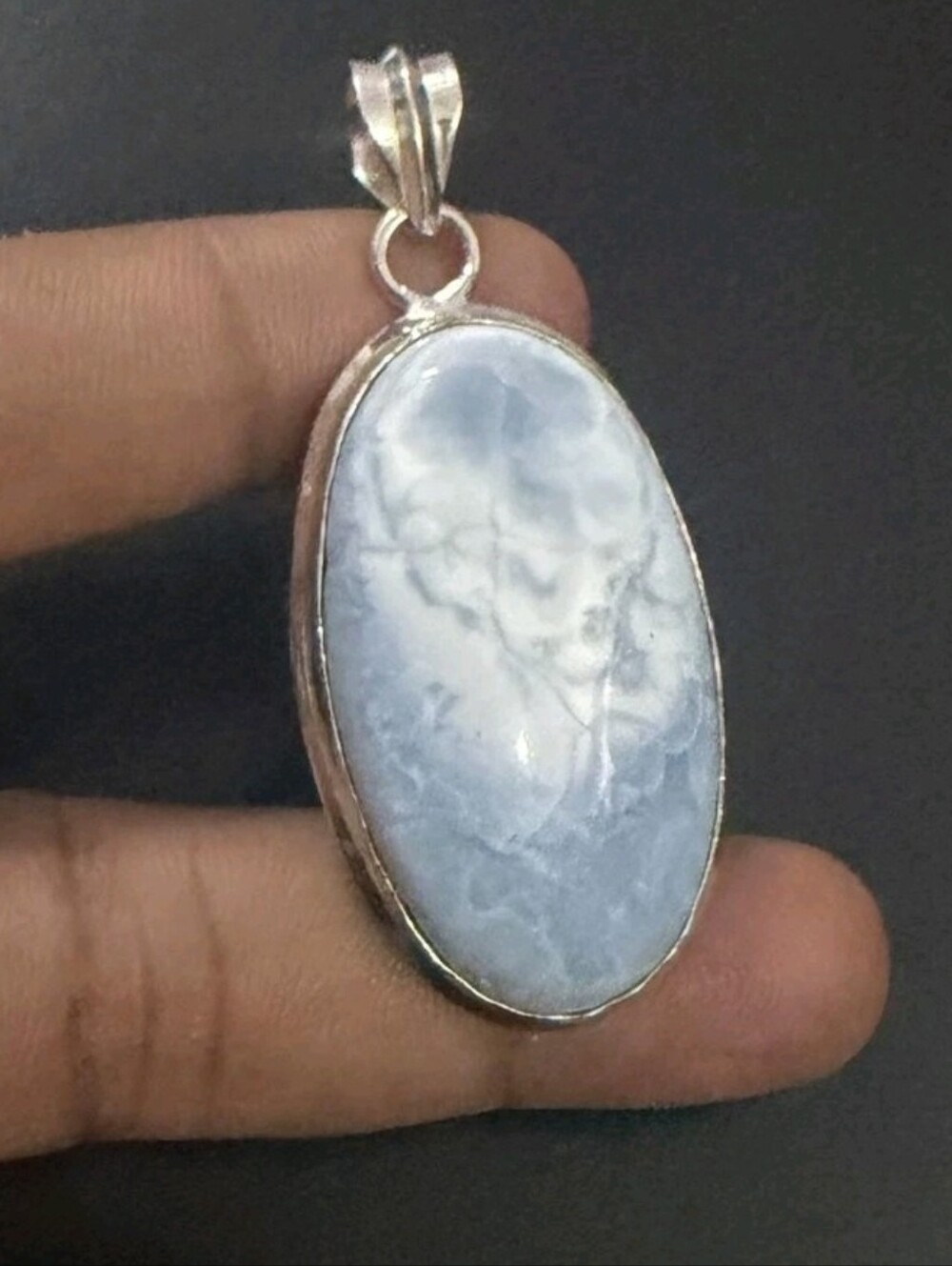 Natural Blue Opal Pendant in 925 Sterling Silver Setting New